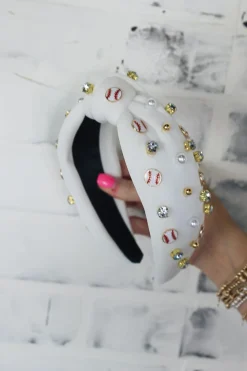 Baseball Headband "White"<Allie Lynn's Boutique Cheap