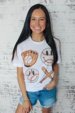 Baseball Smiley Graphic Tee<Allie Lynn's Boutique Best