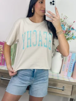 Beachy Graphic Tee "Bone"<Allie Lynn's Boutique Best Sale