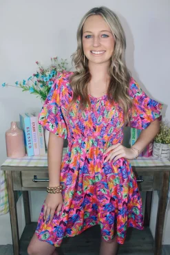 Bright Tropical Mini Dress<Allie Lynn's Boutique Clearance