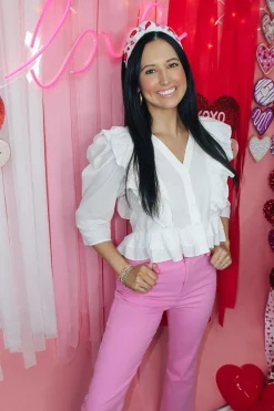 Button Down Ruffle Blouse 
