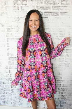 Carrie Dress "Magenta Mix"<Allie Lynn's Boutique Store