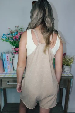 Casual Sleeveless Washed Knit Romper 