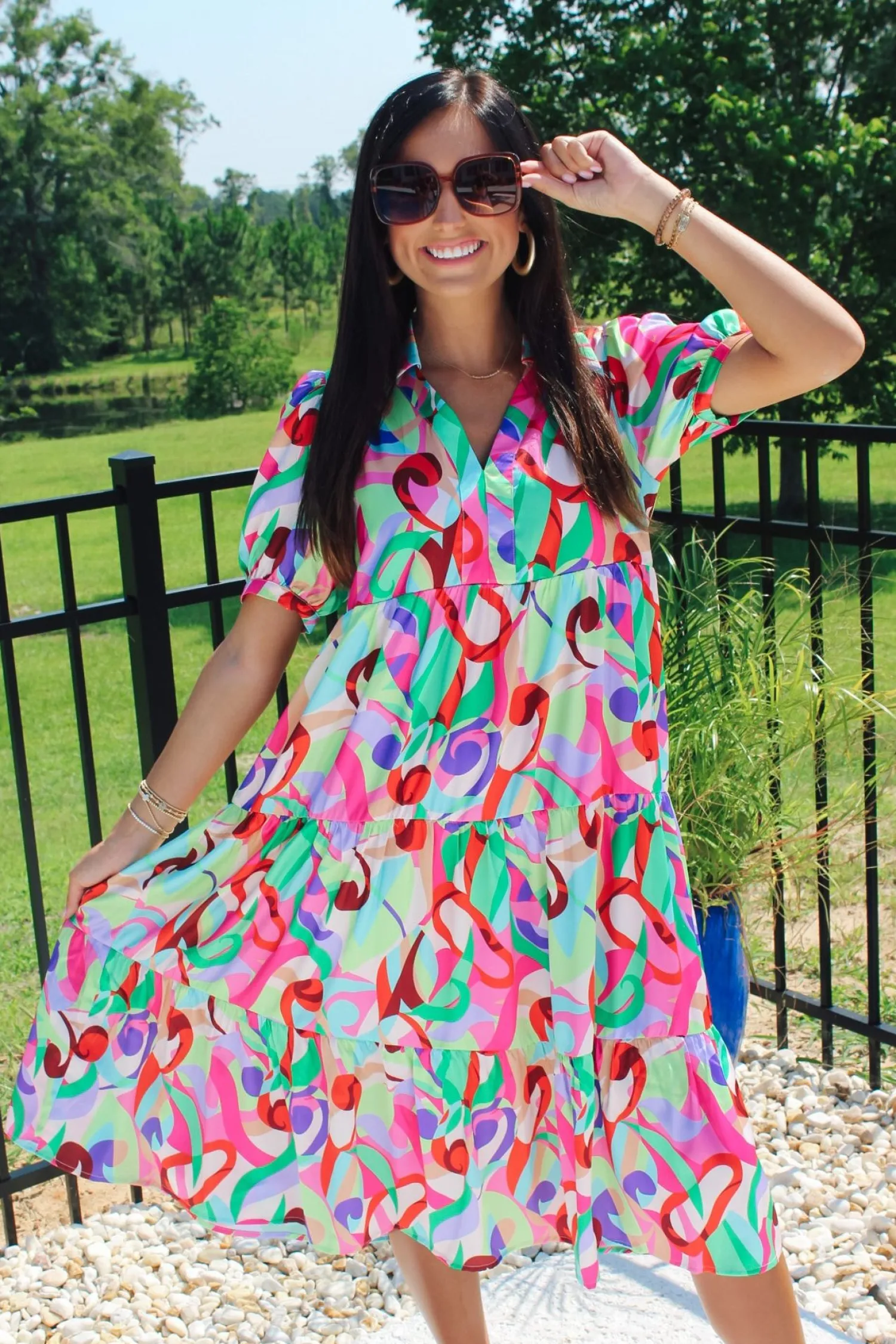 Color Pop Abstract Midi Dress<Allie Lynn's Boutique Sale