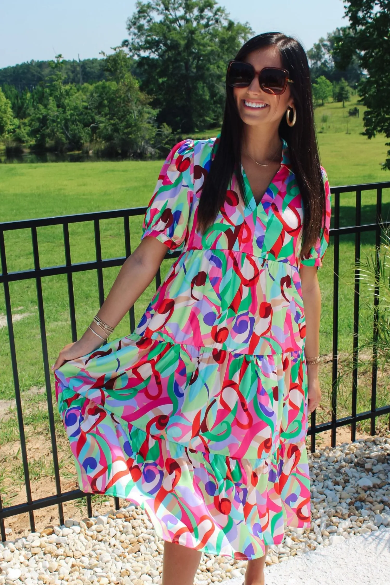 Color Pop Abstract Midi Dress<Allie Lynn's Boutique Sale