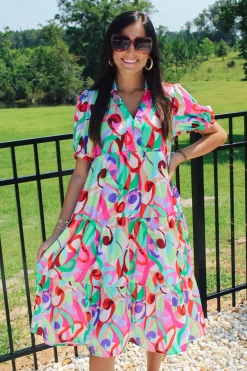 Color Pop Abstract Midi Dress<Allie Lynn's Boutique Cheap