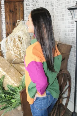 Colorblock Button Down "Fuchsia/Orange"<Allie Lynn's Boutique Flash Sale
