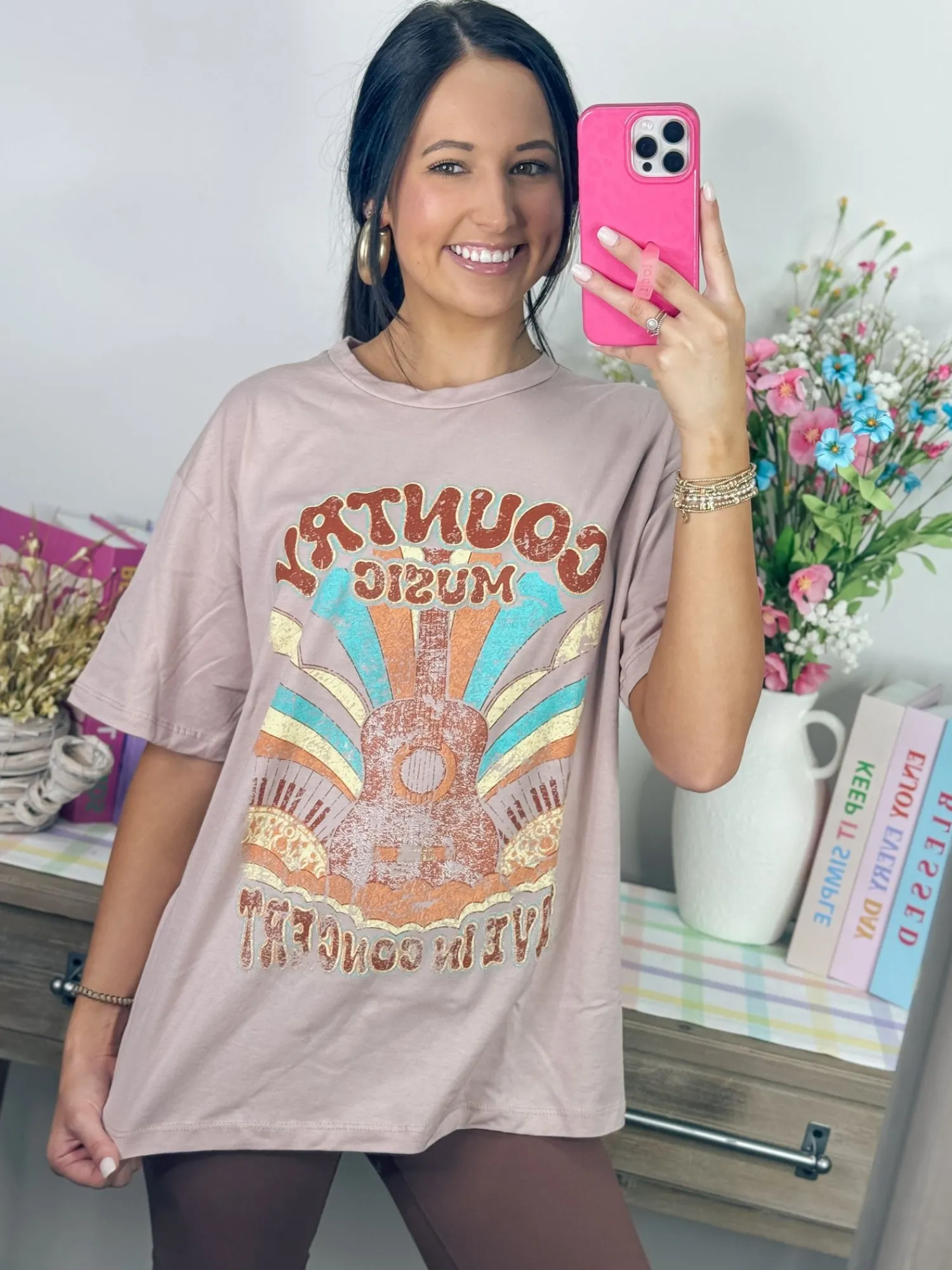 Country Music Vintage Graphic Tee "Rose"<Allie Lynn's Boutique Flash Sale