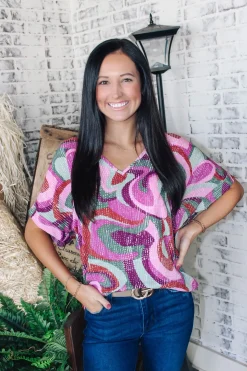 Dancing Marvel Cuff Sleeve Top<Allie Lynn's Boutique Shop