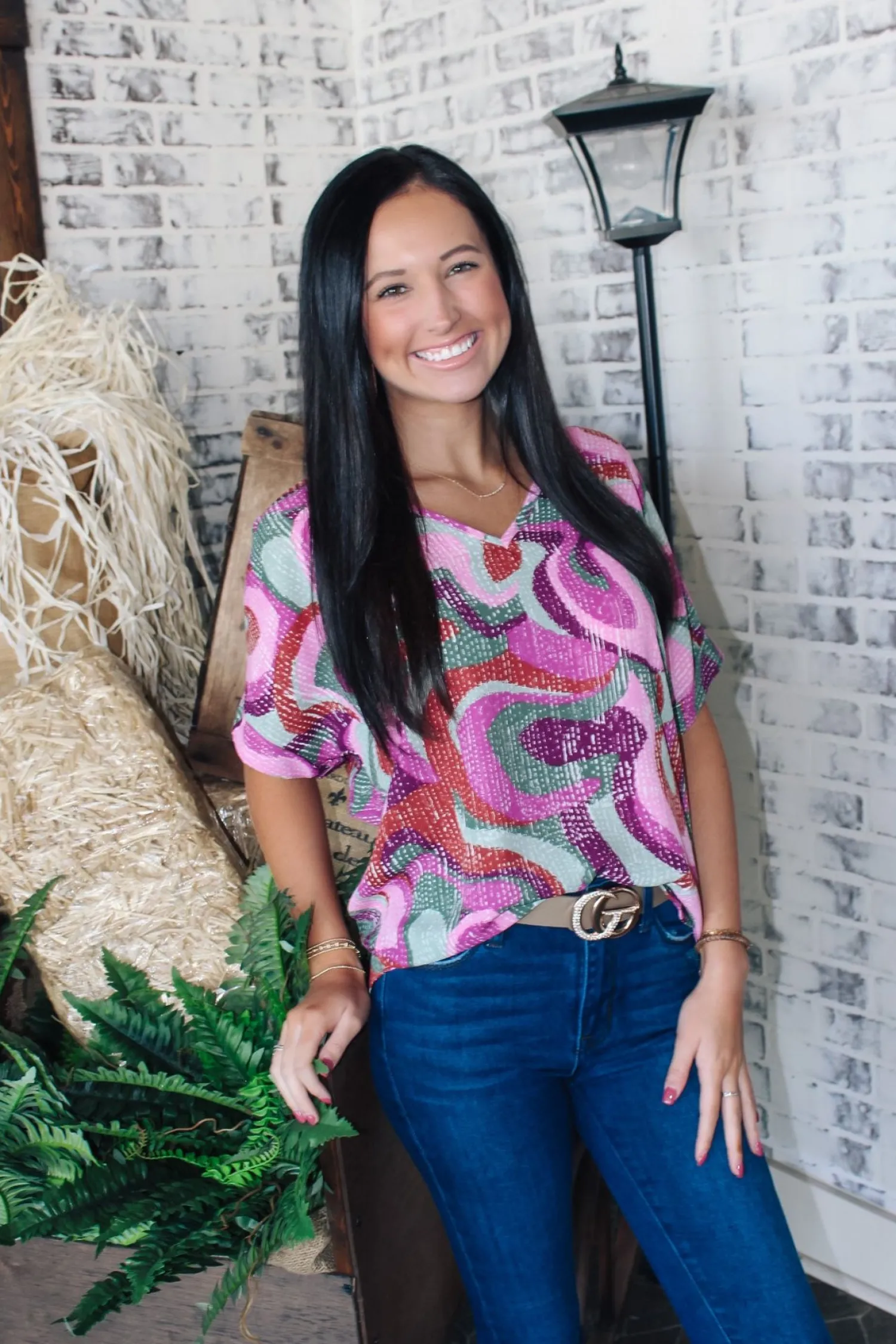 Dancing Marvel Cuff Sleeve Top<Allie Lynn's Boutique Shop