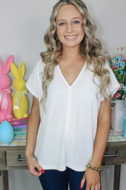 Elevated Textured Top "Off White"<Allie Lynn's Boutique Best Sale