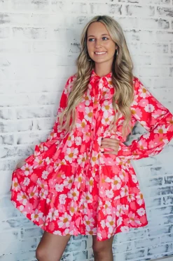 Floral Fall Mini Dress "Pink"<Allie Lynn's Boutique Cheap