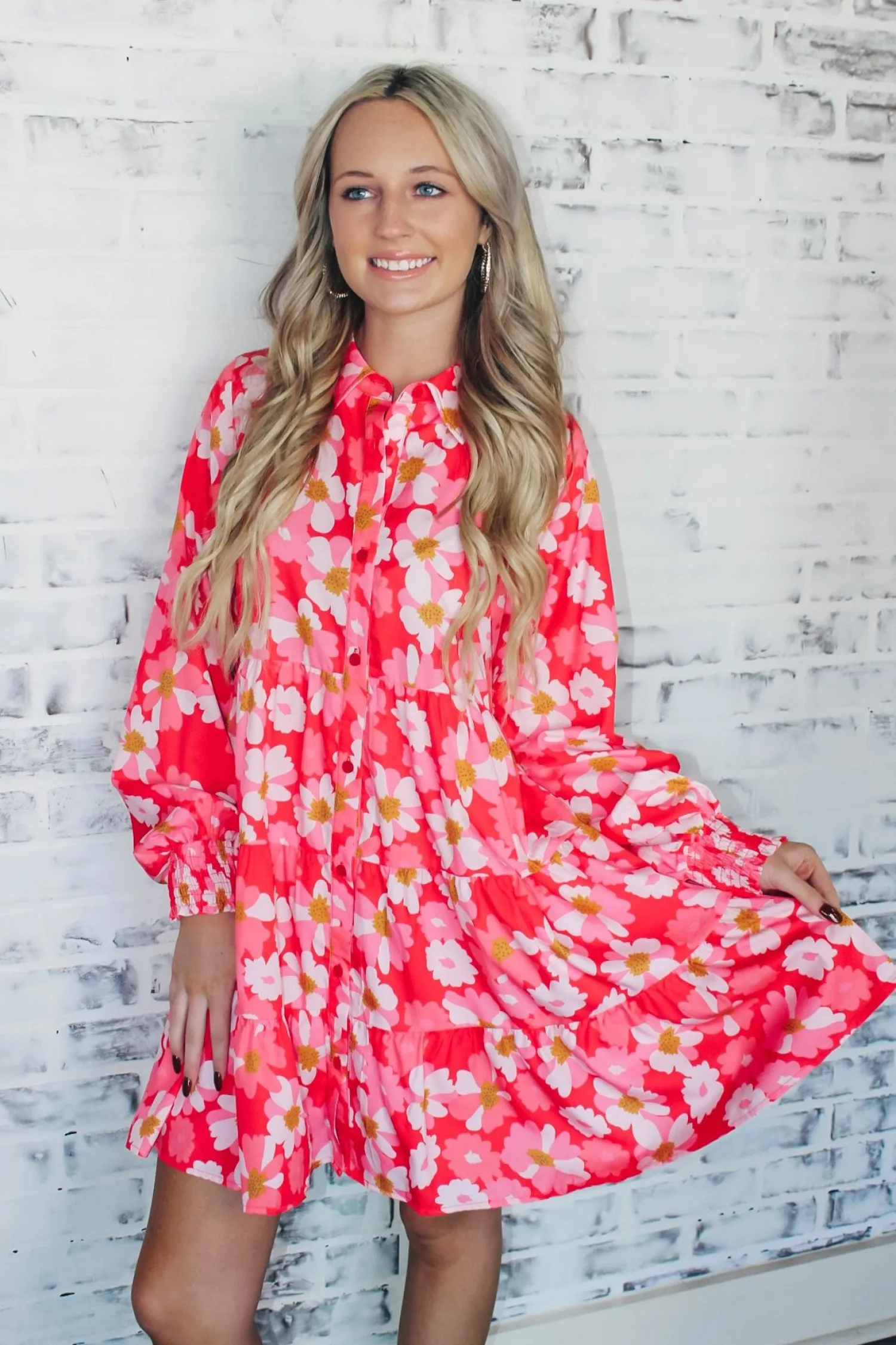 Floral Fall Mini Dress "Pink"<Allie Lynn's Boutique Cheap