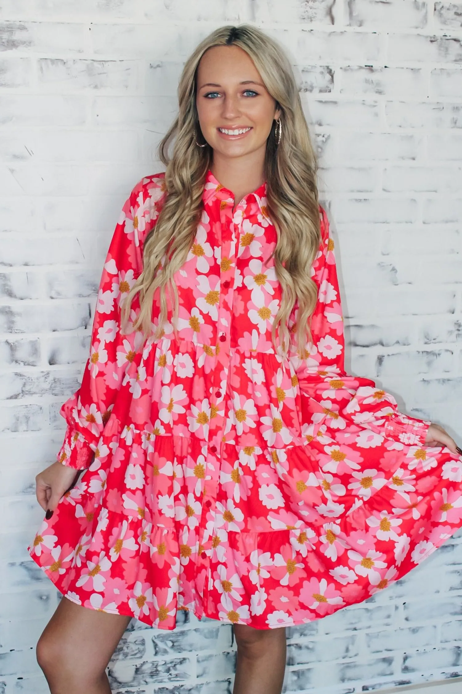 Floral Fall Mini Dress "Pink"<Allie Lynn's Boutique Cheap