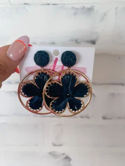 Flower Earrings "Black"<Allie Lynn's Boutique Cheap