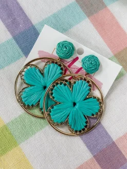 Flower Earrings "Turquoise"<Allie Lynn's Boutique Cheap