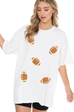 Football Glitter Graphic Tee "White"<Allie Lynn's Boutique Cheap