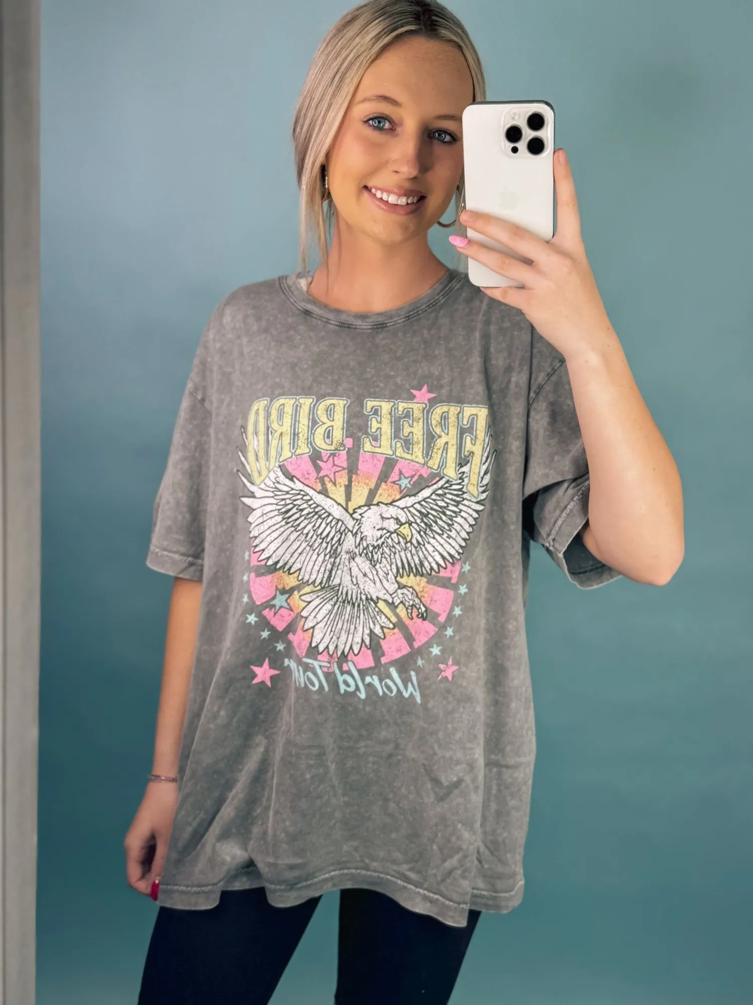 Free Bird World Tour Vintage Eagle Graphic Tee<Allie Lynn's Boutique Best Sale