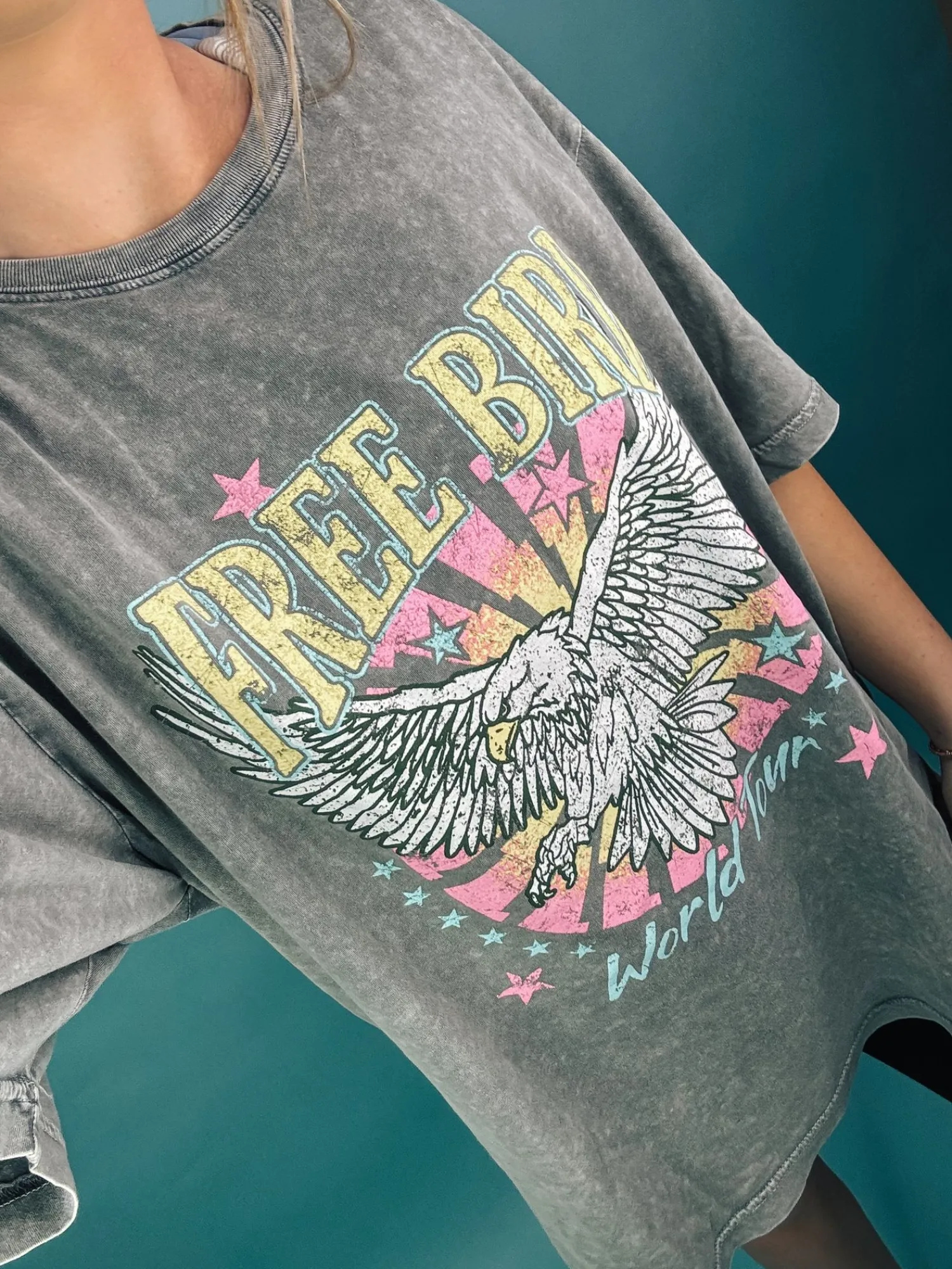 Free Bird World Tour Vintage Eagle Graphic Tee<Allie Lynn's Boutique Best Sale
