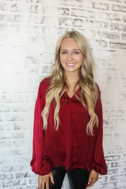 Glam Long Sleeve Top "Wine"<Allie Lynn's Boutique Store