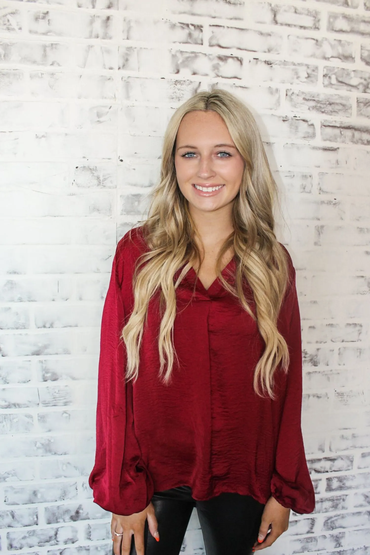 Glam Long Sleeve Top "Wine"<Allie Lynn's Boutique Store