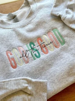 God Is Good Embroidered Sweatshirt<Allie Lynn's Boutique Store