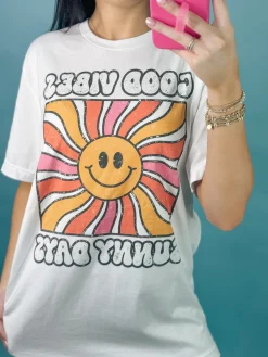 Good Vibes Sunny Days Oversized Graphic Tee<Allie Lynn's Boutique Discount