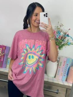 Good Vibes Sunshine Graphic Tee "Pink"<Allie Lynn's Boutique Flash Sale