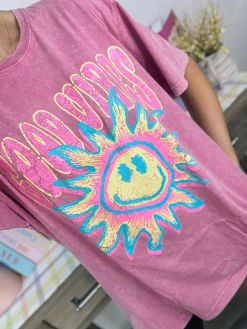 Good Vibes Sunshine Graphic Tee "Pink"<Allie Lynn's Boutique Flash Sale