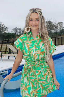 Green Palms Collared Romper<Allie Lynn's Boutique Hot