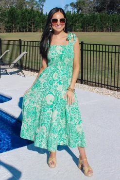 Green Smocked Maxi Dress<Allie Lynn's Boutique Discount
