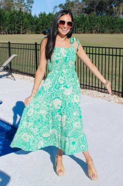 Green Smocked Maxi Dress<Allie Lynn's Boutique Discount