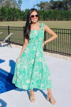 Green Smocked Maxi Dress<Allie Lynn's Boutique Fashion