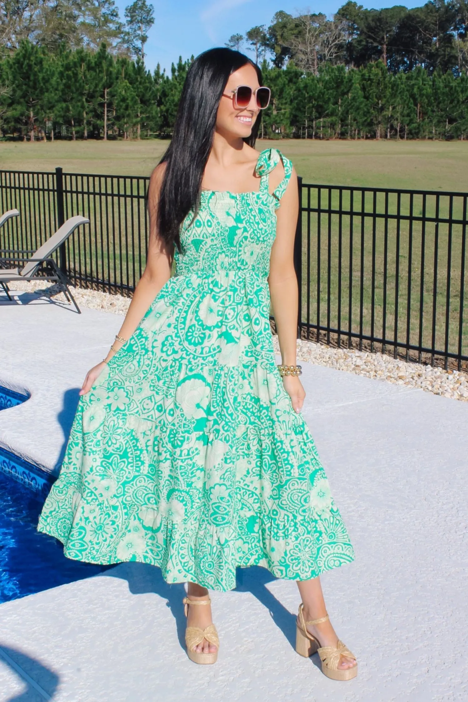 Green Smocked Maxi Dress<Allie Lynn's Boutique Fashion