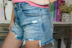 High Rise Distressed Shorts "Light"<Allie Lynn's Boutique Store