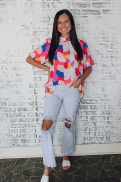 High Rise Knee Distressed Pants 