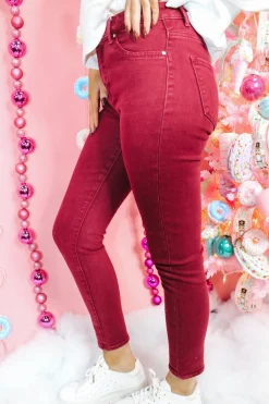 High Rise Skinny Pants "Wine"<Allie Lynn's Boutique Flash Sale