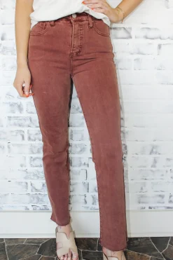 High Rise Straight Pants "Espresso"<Allie Lynn's Boutique New