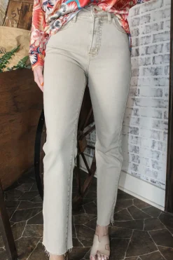 High Rise Straight Pants "Sand"<Allie Lynn's Boutique Best Sale