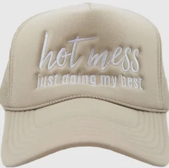 Hot Mess Just Doing My Best Trucker Hat "Khaki"<Allie Lynn's Boutique Sale