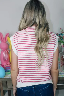 Hot Pink Striped Sweater Top<Allie Lynn's Boutique Cheap