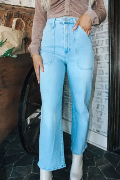 Hr Cargo Pocket Wide Leg Jeans "Light Denim"<Allie Lynn's Boutique Discount