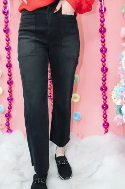 Hr Utility Wide Leg Jeans "Washed Black"<Allie Lynn's Boutique Sale