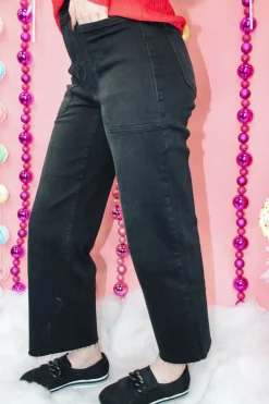 Hr Utility Wide Leg Jeans "Washed Black"<Allie Lynn's Boutique Sale