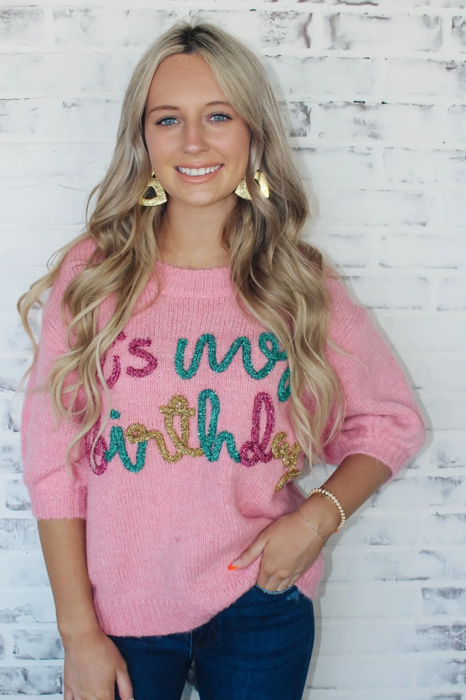 It'S My Birthday" Sweater Top "Pink"<Allie Lynn's Boutique Flash Sale