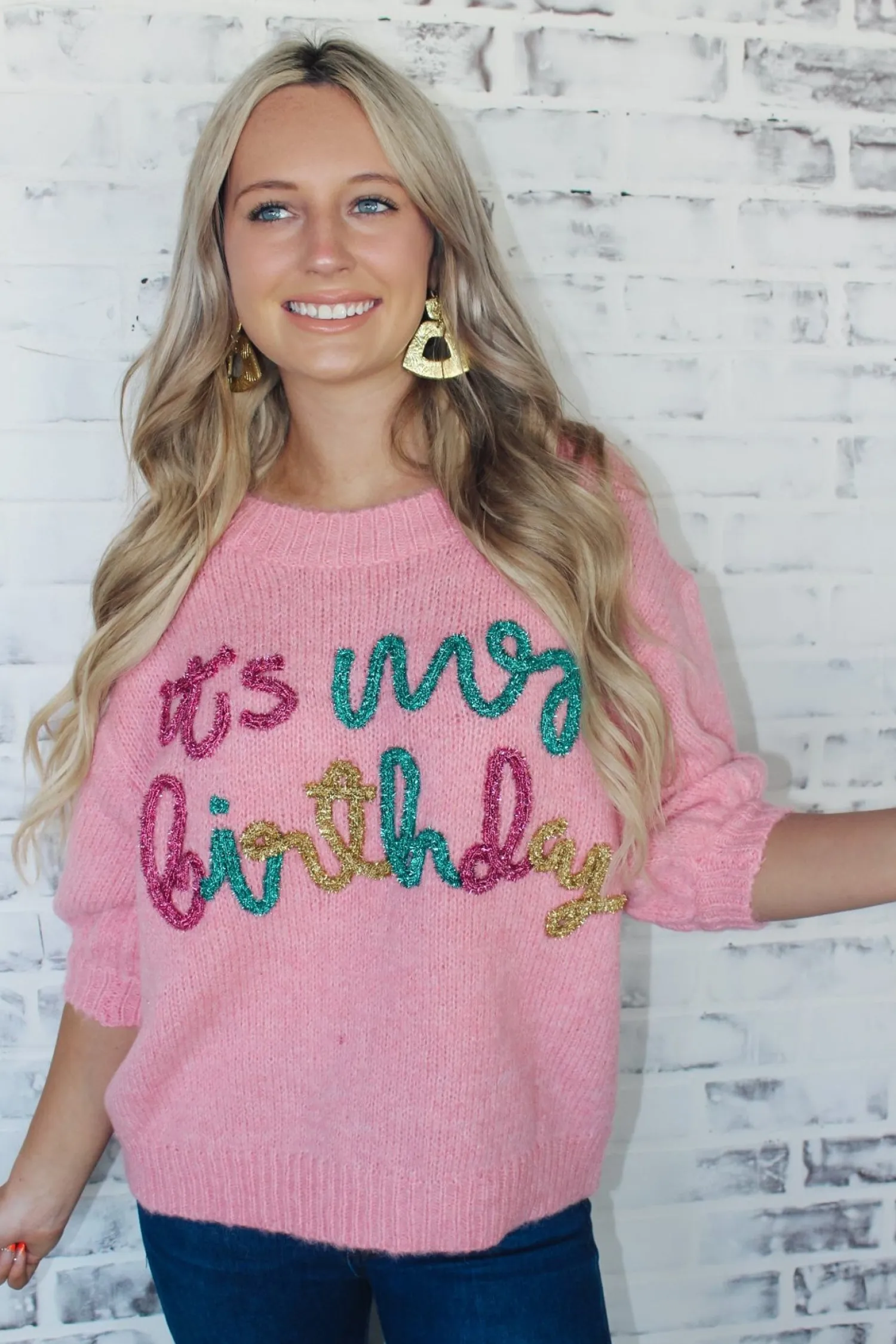 It'S My Birthday" Sweater Top "Pink"<Allie Lynn's Boutique Flash Sale