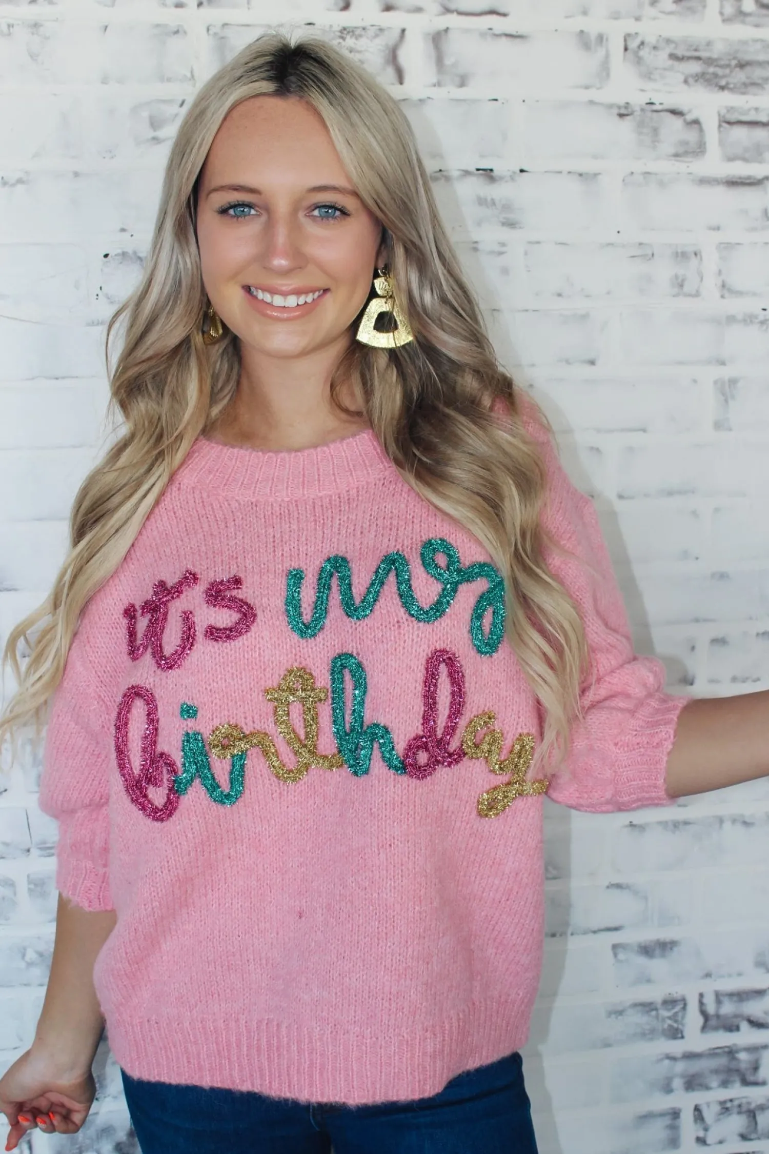 It'S My Birthday" Sweater Top "Pink"<Allie Lynn's Boutique Flash Sale
