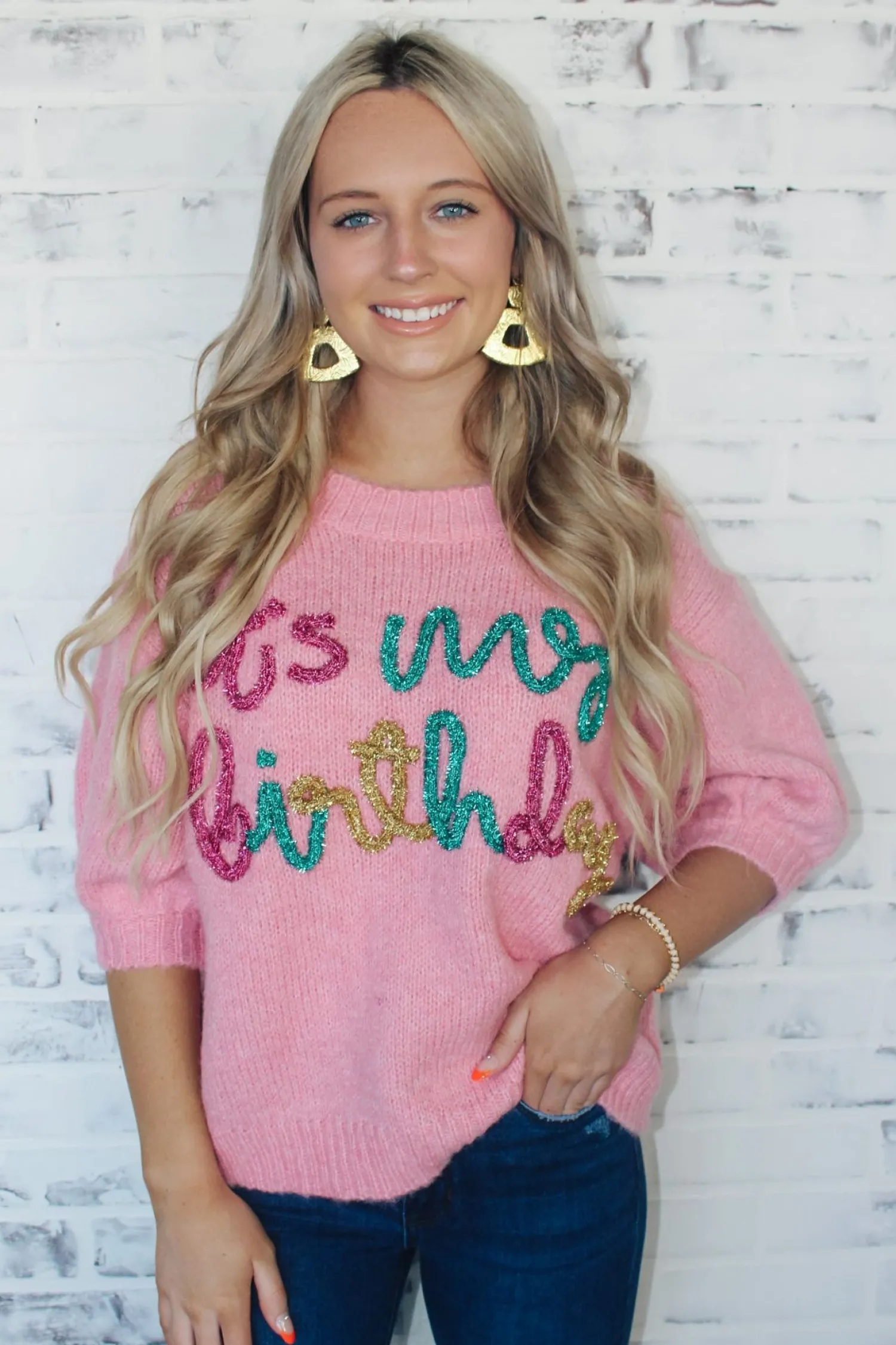 It'S My Birthday" Sweater Top "Pink"<Allie Lynn's Boutique Flash Sale