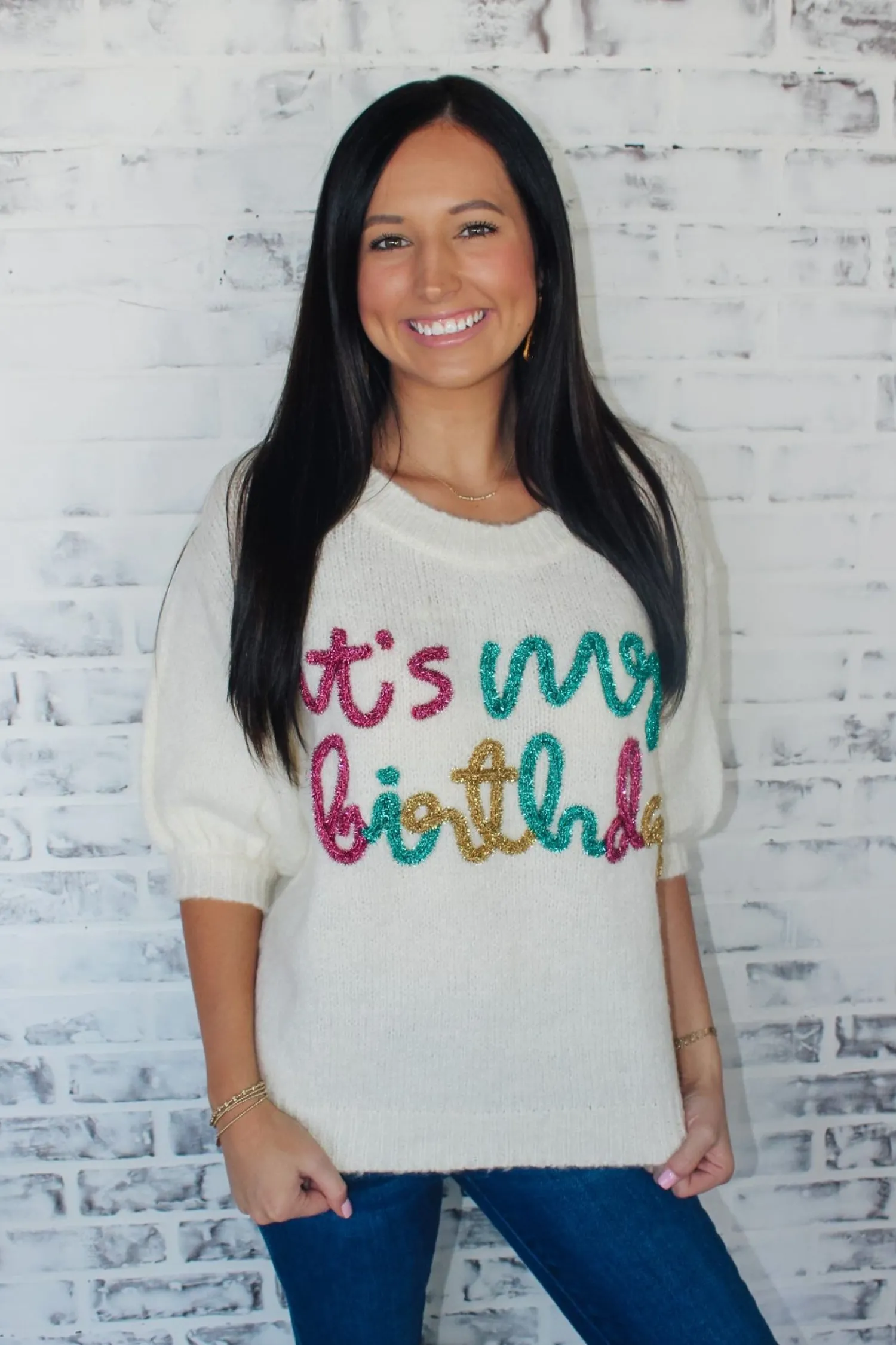 It'S My Birthday Sweater Top "Ivory"<Allie Lynn's Boutique Flash Sale