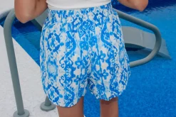 Ivory Blue Printed Shorts<Allie Lynn's Boutique Store